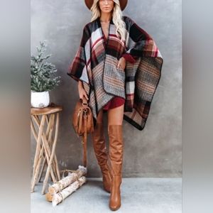 Vici Reversible Plaid Ruana